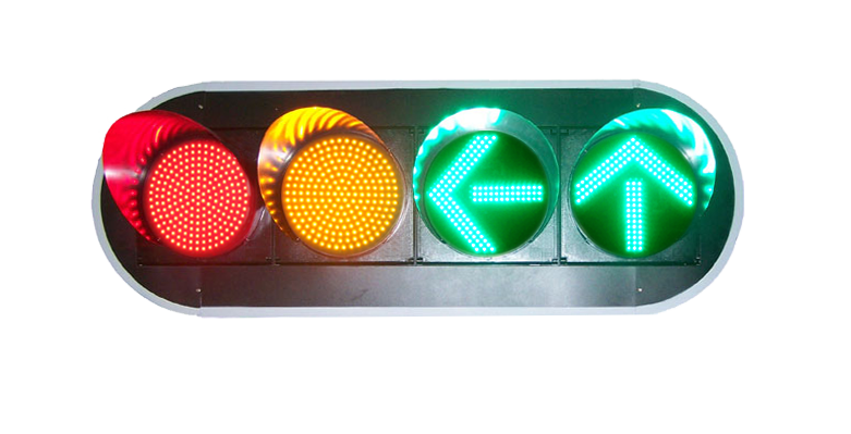 Motorized red,green and yellow full screen plus left straight arrow four units