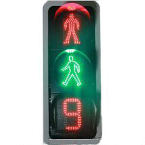 Pedestrian signal light three units (static red man green man countdown)